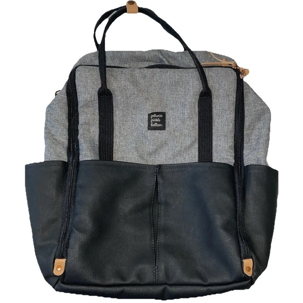 Baby Bag Petunia Pickle Bottom Diaper Mom Dad Backpack Gray Black Minimal